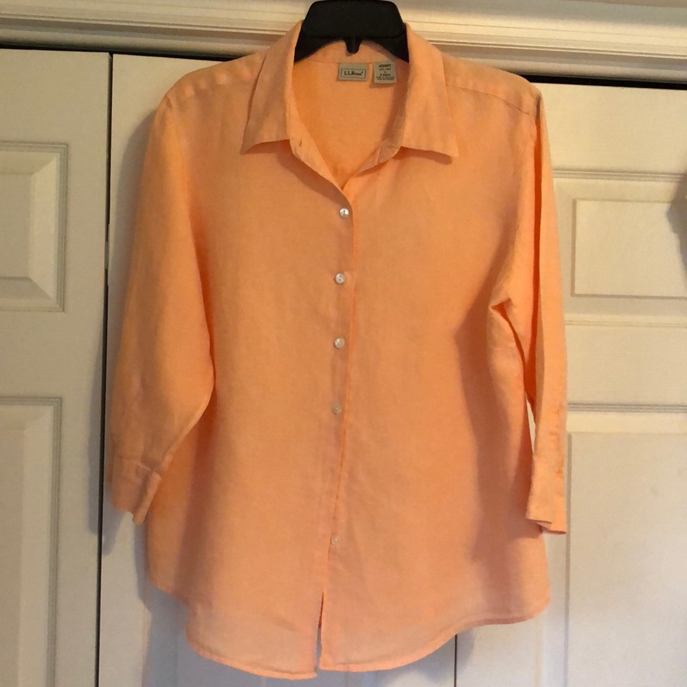 LL Bean Peach colored linen blouse